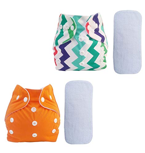 Sunbaby "TICKY BOTTOM" set of 4 Reusable Washable Waterproof Baby Cloth Diaper + Open Pocket Diaper, Adjustable 4 in 1 size for Growing Babies