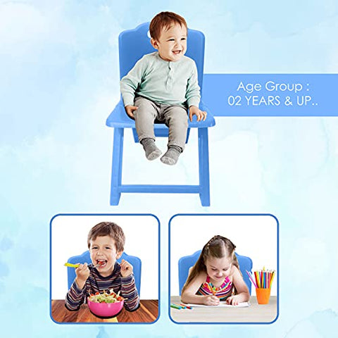 Sunbaby Foldable Baby Chair,Strong and Durable Plastic Chair for Kids/Plastic School Study Chair/Feeding Chair for Kids,Portable High Chair Weight Capacity 40 Kg (Blue)