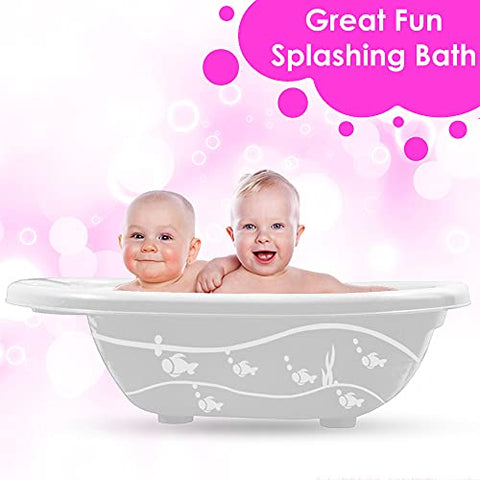 SUNBABY UNIT OF KRONA LIQUATEC LTD Bath Tub with Bath Sling (White with Pink)