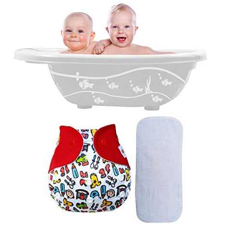 Sunbaby "TICKY BOTTOM" set of 4 Reusable Washable Waterproof Baby Cloth Diaper + Open Pocket Diaper, Adjustable 4 in 1 size for Growing Babies