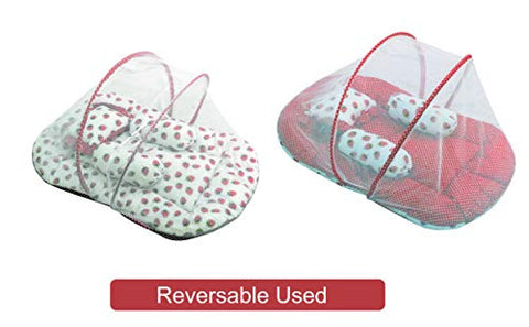 Sunbaby Baby Bedding with Mosquito Net Bed for New Born Baby-0 to12 Months (Red, with Bolster)