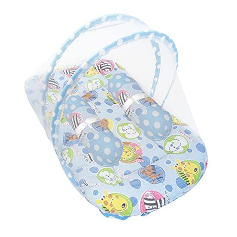 SUNBABY Mosquito Baby 2 Way Bedding, Beautiful Prints, Soft Fabric, Thick Foam for Better Cushioning, Pillow and Side Bolsters, Mosquito Net Protects Baby from Flies, Reversible,0-18 Months.