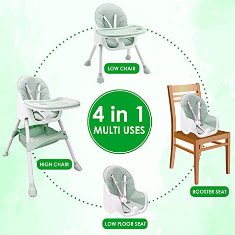 Sunbaby Mealtime 3 In 1 Baby High Chair W/Feeding Tray For Babies Food, Booster Seat For Dining Table ,W/ Safety Protection Belt, Height Adjustable, Soft Cushion, Toddlers Activity Table & Chair Set(Beige)