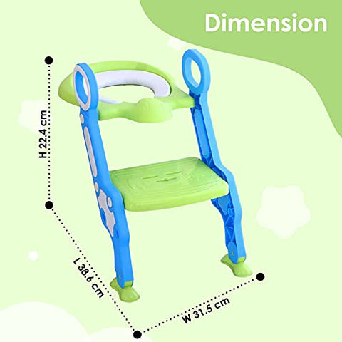 Sunbaby Potty Toilet Trainer Seat/Chair with Lid and High Back Support for Toddler Boys Girls Age 7 Months to 3 Years (BLUE-WHITE)