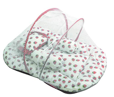 Sunbaby Baby Bedding with Mosquito Net Bed for New Born Baby-0 to12 Months (Red, with Bolster)