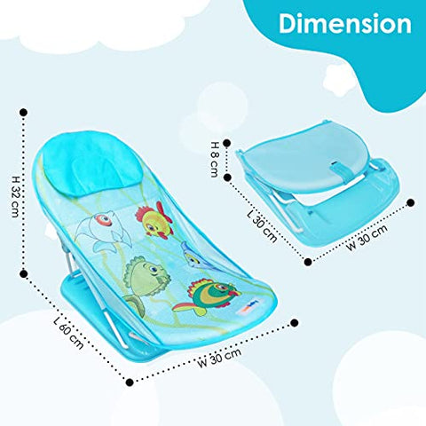 Sunbaby"First Bath" Net Deluxe Bather w/Padded Cushion for Baby, Safety Anti Slip Rubber-for Newborn/Infants,Portable Foldable Bathing wash Training Seat for Baby boy, Girl 0-6 Months (Pink)