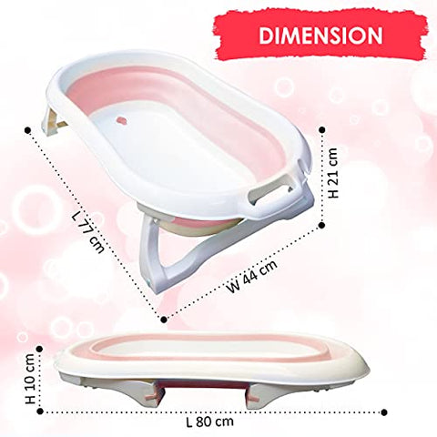 Sunbaby Antislip Infant Kids Bathtub bathing For New Born babies 0 months to 2 year with soap shampoo holder,Drain Plug (RED)