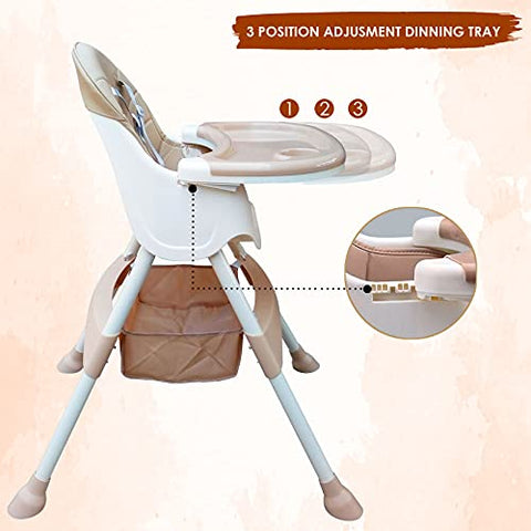 Sunbaby Mealtime 3 In 1 Baby High Chair W/Feeding Tray For Babies Food, Booster Seat For Dining Table ,W/ Safety Protection Belt, Height Adjustable, Soft Cushion, Toddlers Activity Table & Chair Set(Beige)