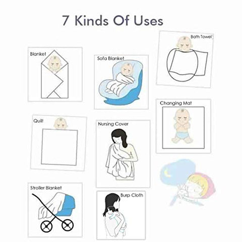 Sunbaby Cocoon- Baby Swaddle/Muslin Blanket/Receiving Blankets/Baby Wrap/Baby Bath Towel for New Born Babies, 100% Pure Organic Cotton, Soft & Breathable, Pack of 2(Fly in The Sky Among The Stars)