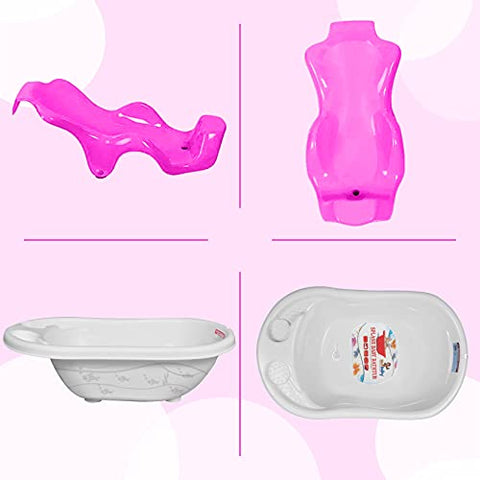 SUNBABY UNIT OF KRONA LIQUATEC LTD Bath Tub with Bath Sling (White with Pink)