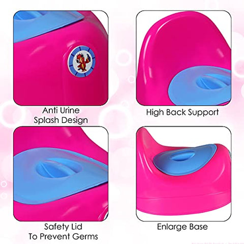 Sunbaby Potty Toilet Trainer Seat/Chair with Lid and High Back Support for Toddler Boys Girls Age 7 Months to 3 Years (BLUE-WHITE)