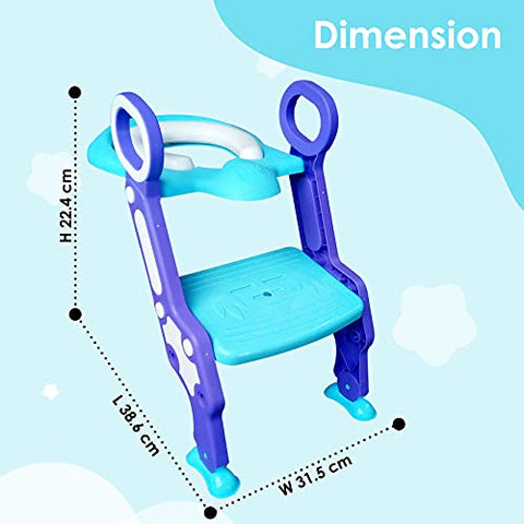 Sunbaby Potty Toilet Trainer Seat/Chair with Lid and High Back Support for Toddler Boys Girls Age 7 Months to 3 Years (BLUE-WHITE)