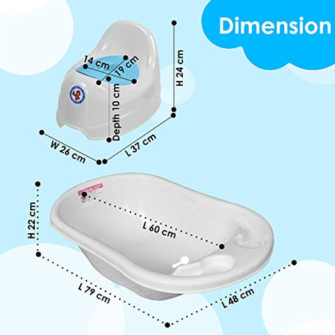 Sunbaby Combo of Splash Baby Antislip Big Bathtub for Water Bath & Baby Potty Trainer (Red-White)