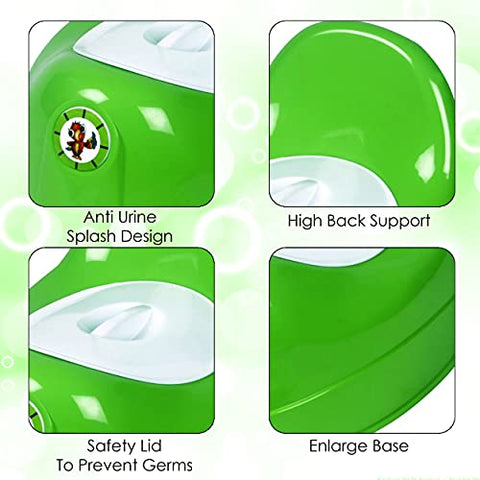 Sunbaby Potty Toilet Trainer Seat/Chair with Lid and High Back Support for Toddler Boys Girls Age 7 Months to 3 Years (BLUE-WHITE)