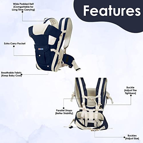 Sunbaby Multi-Functional Front Baby Carrier Ideal for Kids 0 to 3 Years Soft Cushion Adjustable Straps