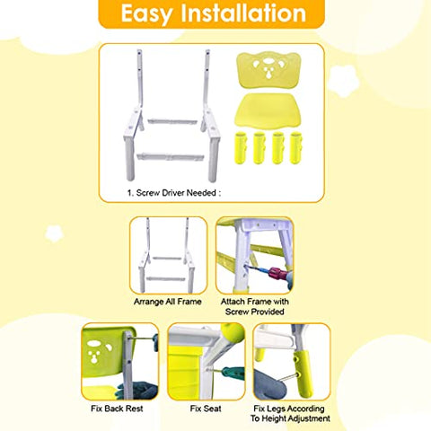 Sunbaby Foldable Baby Chair,Strong and Durable Plastic Chair for Kids/Plastic School Study Chair/Feeding Chair for Kids,Portable High Chair Weight Capacity 40 Kg (Blue)