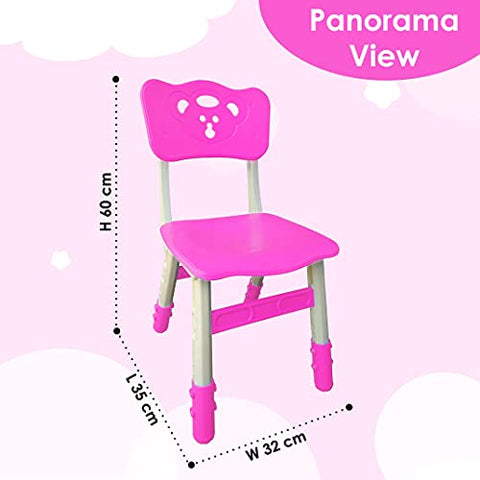 Sunbaby Kids Chair (Height Adjustable/Flexible) Strong Frame, Study Chairs, Portable, Kids Furniture Broad Wide Seating, Correct Posture Supports Back Ergonomic Design (Pink)