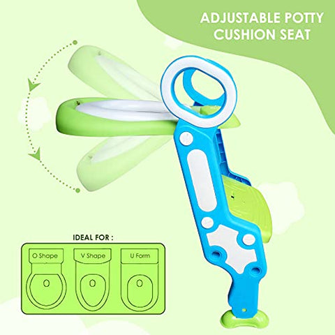 Sunbaby Potty Toilet Trainer Seat/Chair with Lid and High Back Support for Toddler Boys Girls Age 7 Months to 3 Years (BLUE-WHITE)