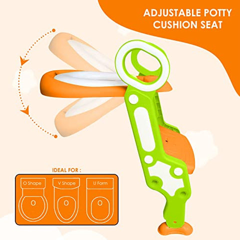 Sunbaby Foldable Potty-Trainer Seat for Toilet Potty Stand with Ladder Step Up Training Stool with Non-Slip Steps Ladder Adjustable Foldable for Boys Girls Toddlers Kid (Yellow)