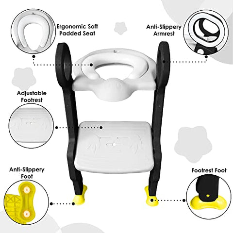 Sunbaby Potty Toilet Trainer Seat/Chair with Lid and High Back Support for Toddler Boys Girls Age 7 Months to 3 Years (BLUE-WHITE)