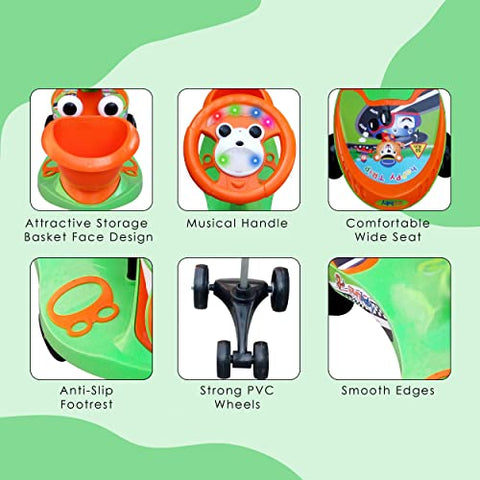 Completely Assembled SUNBABY Funtime Magic Car | Ride-on Baby Car| Kids Push Car | Swing Car | Safe Comfortable Seats & Durable| Ride on Toy Car for Kids| Twister Ride on|Magic Toy Car|Kids Ride On| Push Rider|Steering Music & Lights|For Kids age 2+