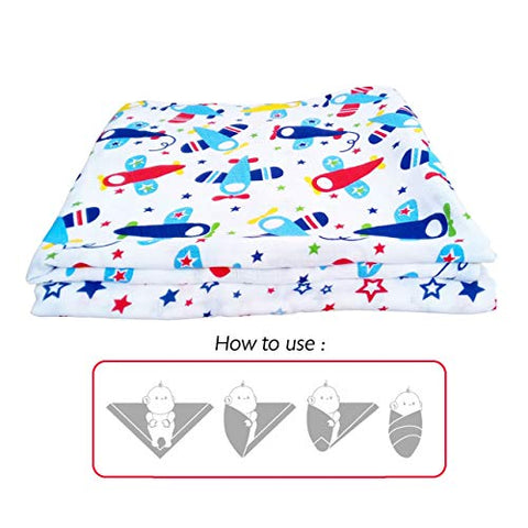Sunbaby Cocoon- Baby Swaddle/Muslin Blanket/Receiving Blankets/Baby Wrap/Baby Bath Towel for New Born Babies, 100% Pure Organic Cotton, Soft & Breathable, Pack of 2(Fly in The Sky Among The Stars)