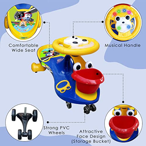 Completely Assembled SUNBABY Funtime Magic Car | Ride-on Baby Car| Kids Push Car | Swing Car | Safe Comfortable Seats & Durable| Ride on Toy Car for Kids| Twister Ride on|Magic Toy Car|Kids Ride On| Push Rider|Steering Music & Lights|For Kids age 2+
