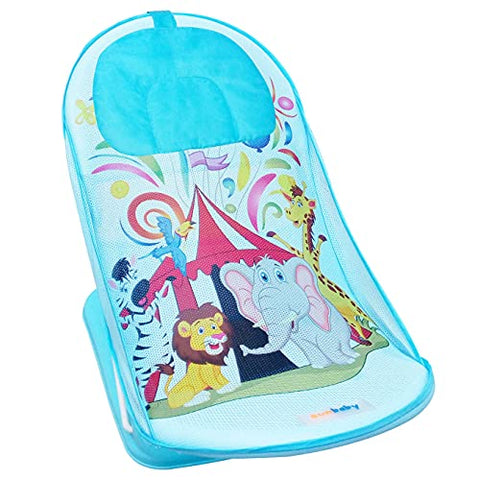 Sunbaby"First Bath" Net Deluxe Bather w/Padded Cushion for Baby, Safety Anti Slip Rubber-for Newborn/Infants,Portable Foldable Bathing wash Training Seat for Baby boy, Girl 0-6 Months (Pink)