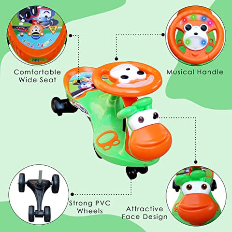 Completely Assembled SUNBABY Funtime Magic Car| Ride-on Baby Car| Kids Push Car|Swing Car|Safe Comfortable Seats & Durable| Ride on Toy Car for Kids| Twister Ride on|Magic Toy Car|Kids Ride On| Push Rider|Steering Music & Lights|For Kids age 2+