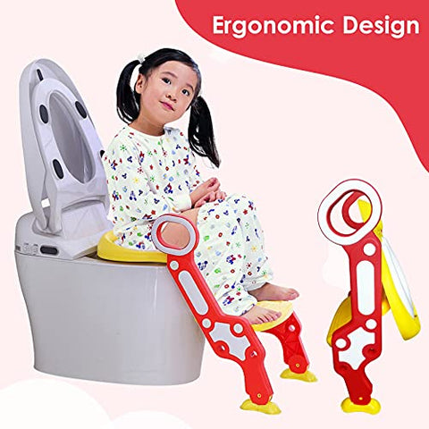Sunbaby Potty Toilet Trainer Seat/Chair with Lid and High Back Support for Toddler Boys Girls Age 7 Months to 3 Years (BLUE-WHITE)