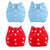 Sunbaby "TicklyBottom" Reusable Washable Waterproof Baby Cloth Diaper BLUE-RED (SET OF 4-WITHOUT PAD)