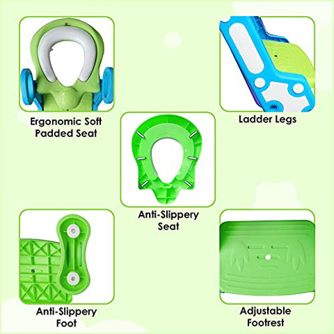 Sunbaby Potty Toilet Trainer Seat/Chair with Lid and High Back Support for Toddler Boys Girls Age 7 Months to 3 Years (BLUE-WHITE)