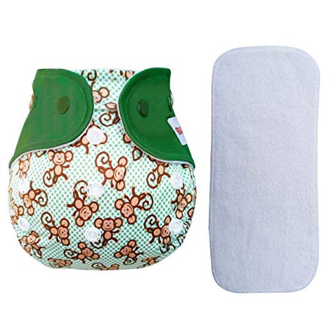 Sunbaby "TICKY BOTTOM" set of 4 Reusable Washable Waterproof Baby Cloth Diaper + Open Pocket Diaper, Adjustable 4 in 1 size for Growing Babies