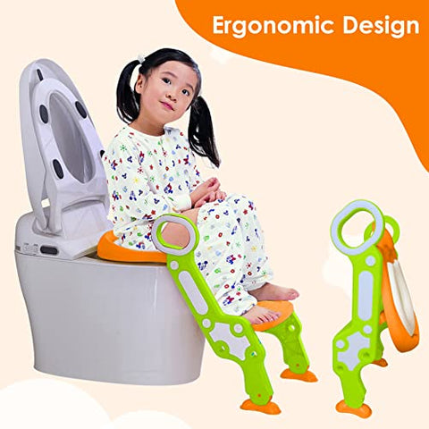 Sunbaby Potty Toilet Trainer Seat/Chair with Lid and High Back Support for Toddler Boys Girls Age 7 Months to 3 Years (BLUE-WHITE)