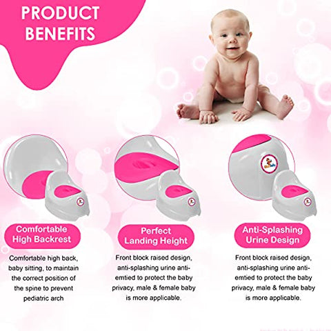 Sunbaby Potty Toilet Trainer Seat/Chair with Lid and High Back Support for Toddler Boys Girls Age 7 Months to 3 Years (RED-WHITE)