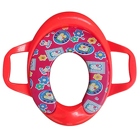 Sunbaby Soft Cushion Baby Potty Seat with Handle Support (WHITE-RED)
