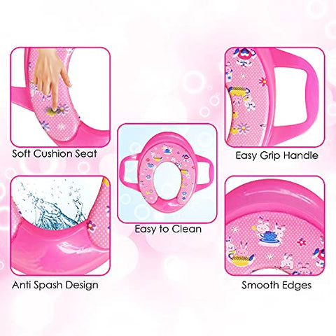 Sunbaby Soft Cushion Baby Potty Seat with Handle Support (RED-RABBIT)