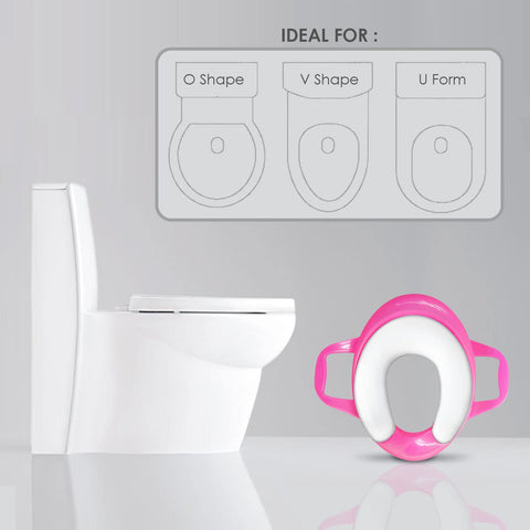 Sunbaby Soft Cushion Baby Potty Seat with Handle Support (PINK-WHITE)