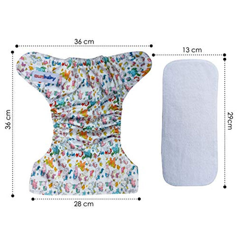 Sunbaby "TicklyBottom" Reusable Washable Waterproof Baby Cloth Diaper +1 Dryfeel highly absorbent Insert