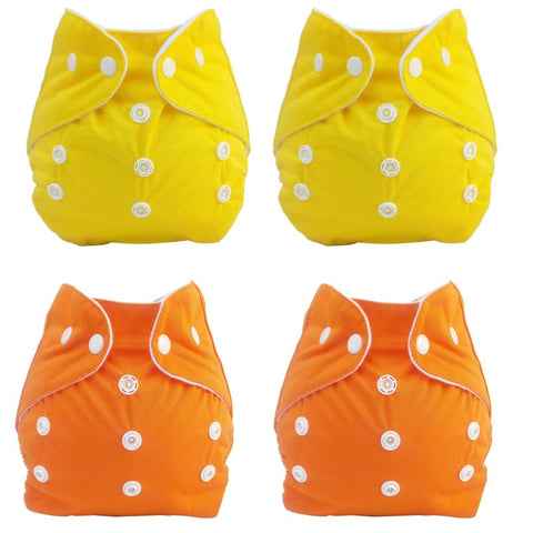 Sunbaby "TicklyBottom" Reusable Washable Waterproof Baby Cloth Diaper ORANGE-YELLOW (SET OF 4-WITHOUT PAD)