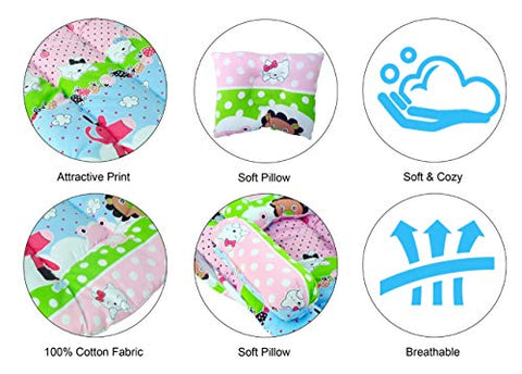 Sunbaby Baby Bedding with Mosquito Net Bed Toddler Mattress for New Born Baby (6 to 18 Months, Pink)
