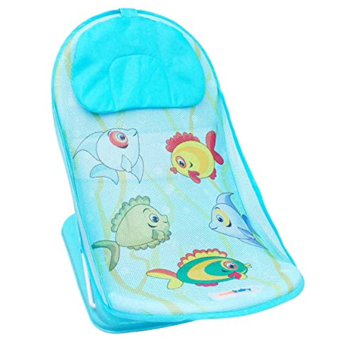 Sunbaby"First Bath" Net Deluxe Bather w/Padded Cushion for Baby, Safety Anti Slip Rubber-for Newborn/Infants,Portable Foldable Bathing wash Training Seat for Baby boy, Girl 0-6 Months (Pink)