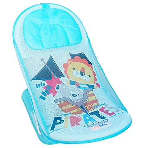 Sunbaby"First Bath" Net Deluxe Bather w/Padded Cushion for Baby, Safety Anti Slip Rubber-for Newborn/Infants,Portable Foldable Bathing wash Training Seat for Baby boy, Girl 0-6 Months (Pink)