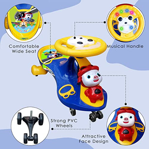 Completely Assembled SUNBABY Funtime Magic Car | Ride-on Baby Car| Kids Push Car | Swing Car | Safe Comfortable Seats & Durable| Ride on Toy Car for Kids| Twister Ride on|Magic Toy Car|Kids Ride On| Push Rider|Steering Music & Lights|For Kids age 2+