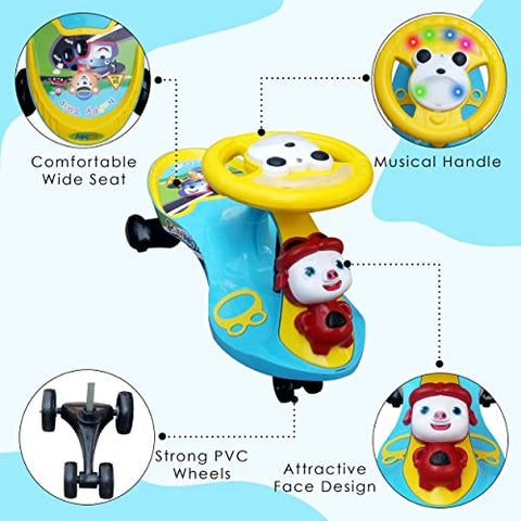 Completely Assembled SUNBABY Funtime Magic Car | Ride-on Baby Car| Kids Push Car | Swing Car | Safe Comfortable Seats & Durable| Ride on Toy Car for Kids| Twister Ride on|Magic Toy Car|Kids Ride On| Push Rider|Steering Music & Lights|For Kids age 2+