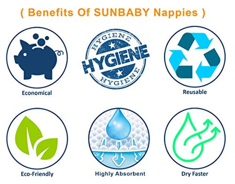 Sunbaby Cotton Baby Nappy Softcare Hosiery Cloth Reusable Wide Padded Nappy/Langot For New Born Baby (WHITE-PACK OF 10-SMALL)