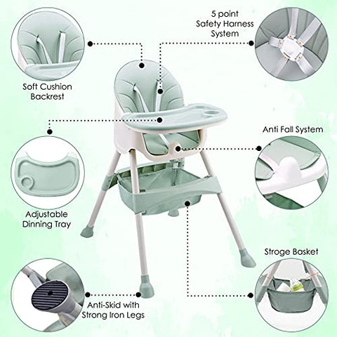 Sunbaby Mealtime 3 In 1 Baby High Chair W/Feeding Tray For Babies Food, Booster Seat For Dining Table ,W/ Safety Protection Belt, Height Adjustable, Soft Cushion, Toddlers Activity Table & Chair Set(Beige)