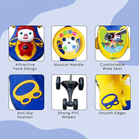 Completely Assembled SUNBABY Funtime Magic Car | Ride-on Baby Car| Kids Push Car | Swing Car | Safe Comfortable Seats & Durable| Ride on Toy Car for Kids| Twister Ride on|Magic Toy Car|Kids Ride On| Push Rider|Steering Music & Lights|For Kids age 2+