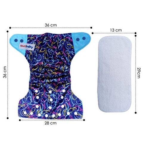 Sunbaby "TicklyBottom" Reusable Washable Waterproof Baby Cloth Diaper +1 Dryfeel highly absorbent Insert