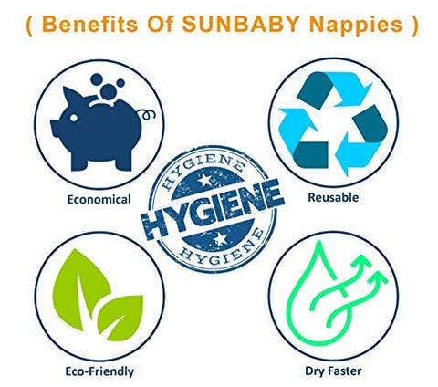 Sunbaby Premium Cotton Softcare Hosiery Cloth Reusable Wide Padded Baby Nappy/Langot Colored Strings Age -0 to 3 Months(Pack of 5)